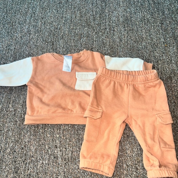 Orange and White Joggers with Elastic Waistband